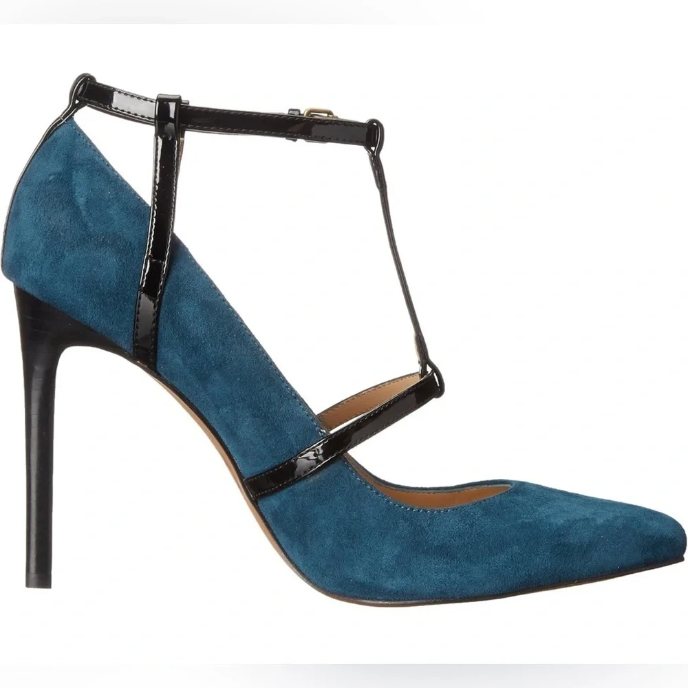 Joe's Jeans Women's Gadget Dress T-Strap Pump, Blue Suede 9